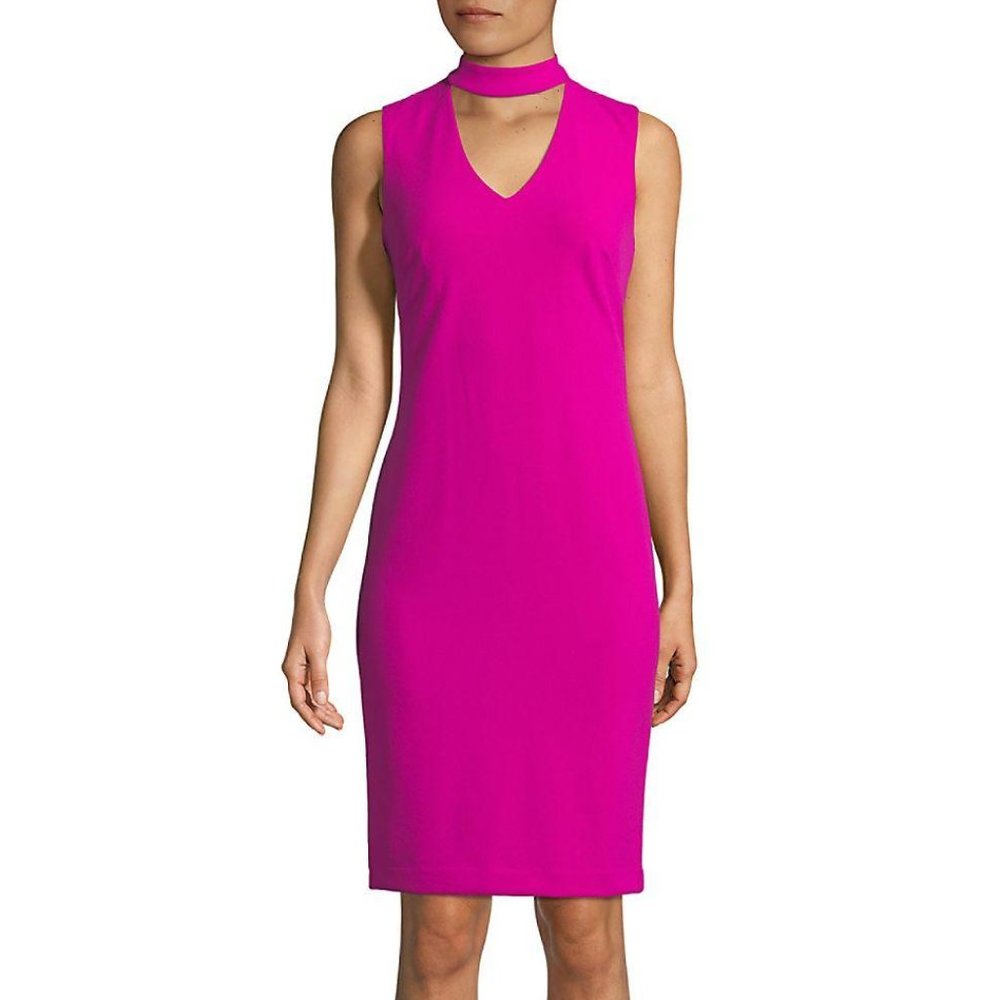 Calvin Klein Coral Pink Scuba Cutout Sheath Dress